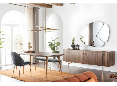 Sada s 10 kusmi stoli a skrine z hnedého dreva