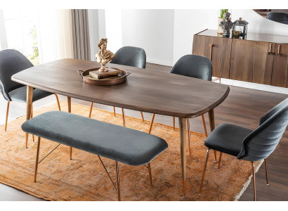 Stôl s 8 hnedými stoličkami