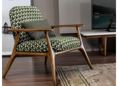 Siv koktajl stol brez naslonjala v zeleni tkanini