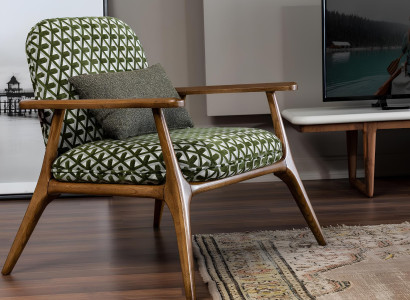 Siv koktajl stol brez naslonjala v zeleni tkanini