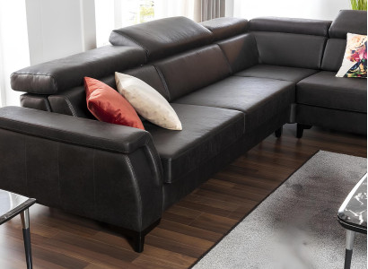Čierny L-tvarovaný gauč s funkciou postele