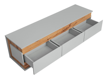 Moderná sivohnedá drevená stena s TV stojanom a 2 luxusnými vitrínami