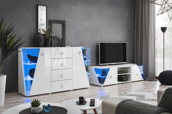 Moderná biela TV miza