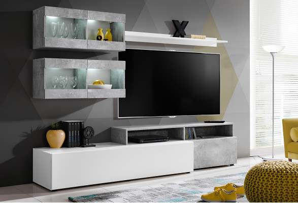 Luxusná moderná sivá stenná jednotka na TV