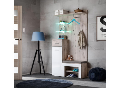 Moderná luxusná nábytková súprava s drevenou policou na topánky