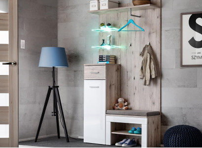 Moderná luxusná nábytková súprava s drevenou policou na topánky