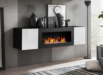 Zabudovaná skriňa s krbom luxusný nábytok do obývačky