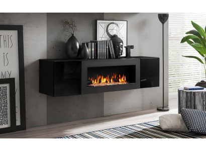 Luxusný dizajn skrine do obývačky s krbom