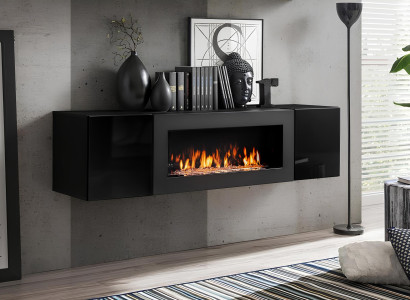 Luxusný dizajn skrine do obývačky s krbom