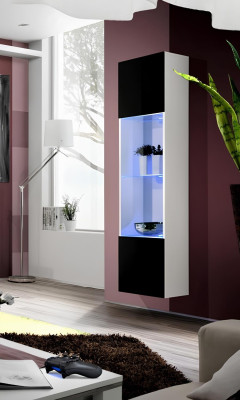 Moderná biela visiaca drevená výstavná skriňa