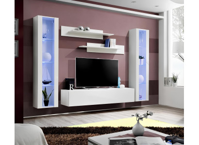 Obývacia stena 5 dielov rtv 2x visiace obrazovky moderný dizajn