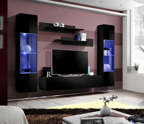 Moderný nábytok na televízor s dizajnovými policami v 5 častiach
