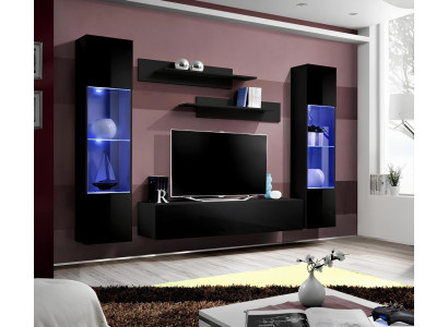 Moderný nábytok na televízor s dizajnovými policami v 5 častiach