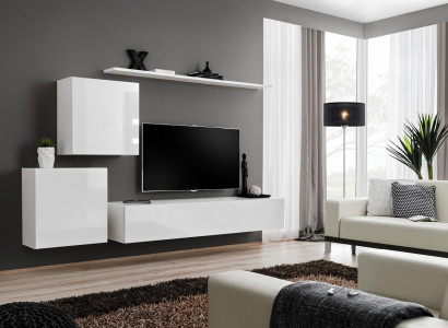 Luxusná biela obývacia stena tvarovaná skrinka nábytok nástenná skriňa TV stojan police