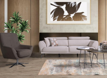 Hnedý dizajnový pohovka do obývacej izby luxusný relaxačný kreslo 2-dielna súprava