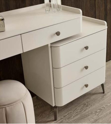 Elegantný kompletný set do spálne s čalúnenou posteľou, 2 nočnými stolíkmi a toaletným stolom