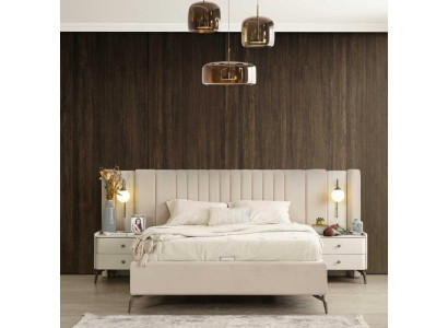 Moderný dizajn nábytku do spálne posteľ 2x nočná skrinka 4 kusy