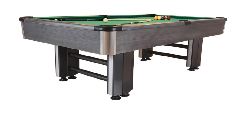 Moderná sivá drevená a hliníková biliardová stôl