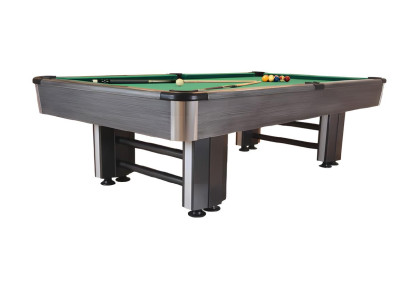 Moderná sivá drevená a hliníková biliardová stôl