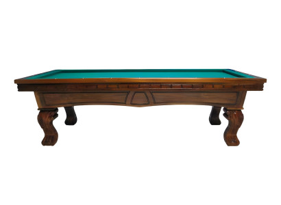 Hnedý masívny drevený biliardový stôl s ručne rezanými nohami