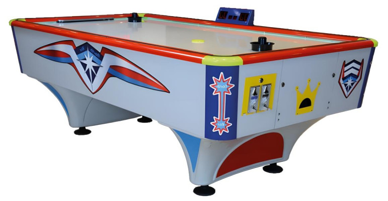 Viacfarebný hliníkový a MDF stôl na vzdušný hokej