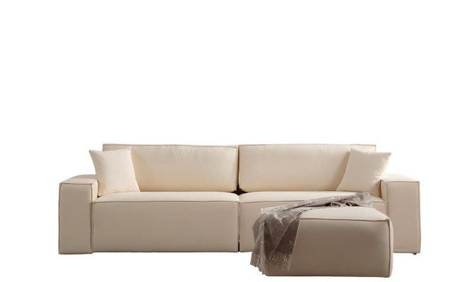 Elegantný béžový exkluzívny puf pre štyri osoby, 2 kusy