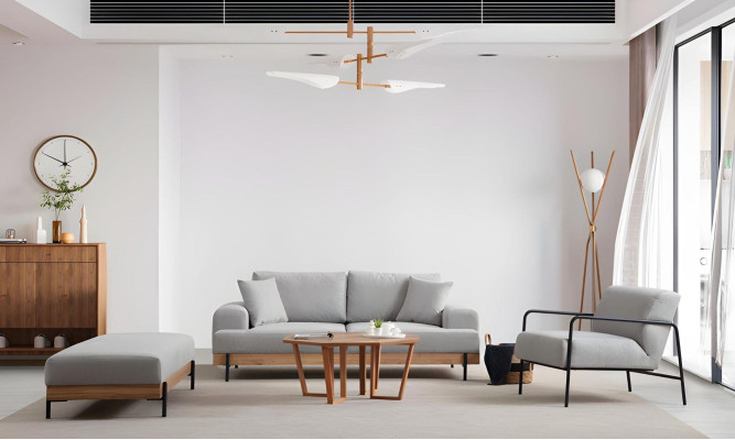 Svetlo šedý dizajnový rohový gauč pre 3 osoby 3 diely