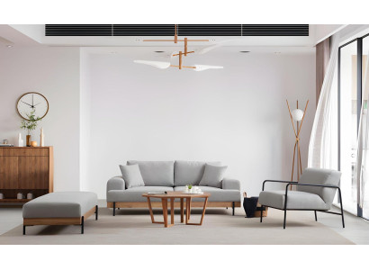 Svetlo šedý dizajnový rohový gauč pre 3 osoby 3 diely