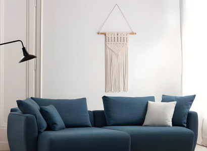 Luxusný moderný modrý L tvarovaný rohový gauč do obývačky