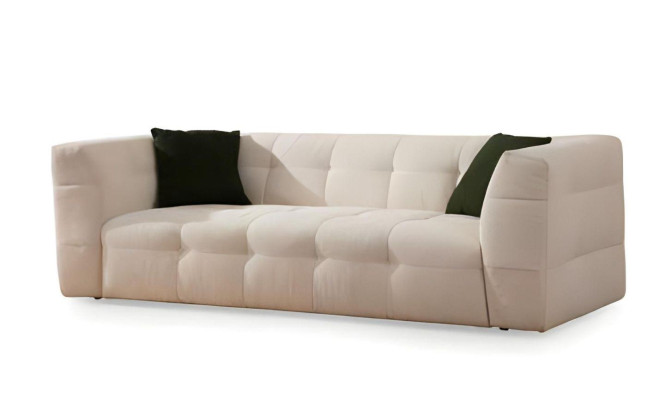 Moderná biela sedacia súprava do obývačky, trojsed s tromi miestami, elegantná stolička