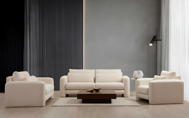 Luxusná biela dizajnová sedacia súprava do obývacej izby 3 kusy