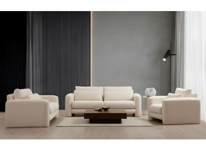Luxusná biela dizajnová sedacia súprava do obývacej izby 3 kusy