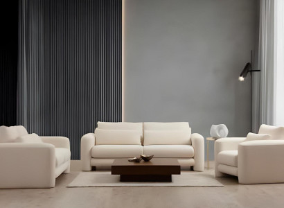 Luxusná biela dizajnová sedacia súprava do obývacej izby 3 kusy