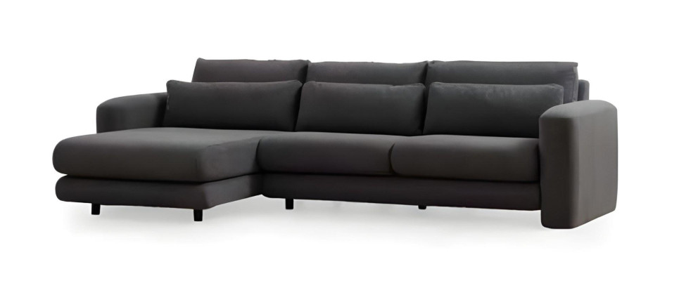 Moderná čierna rohová sedacia súprava do obývačky