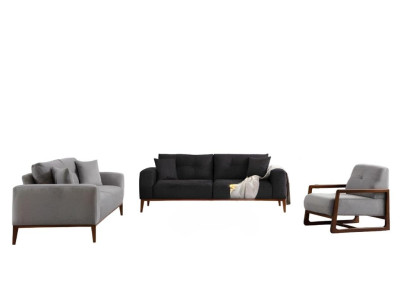 Siv črni oblikovalski kavč za dnevno sobo z blazinami