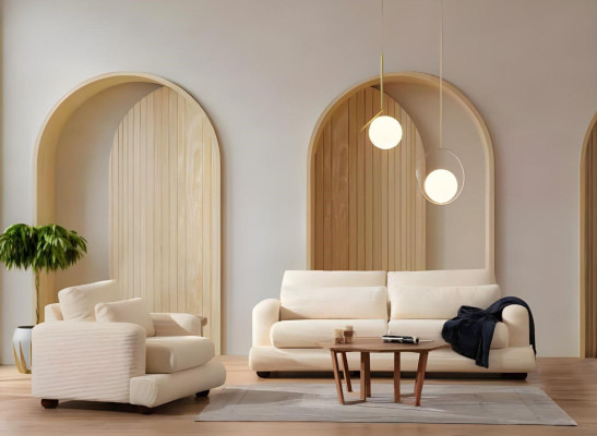 Luxusný komplet pohovky z bieleho textilu pre 3 osoby 3 kusy