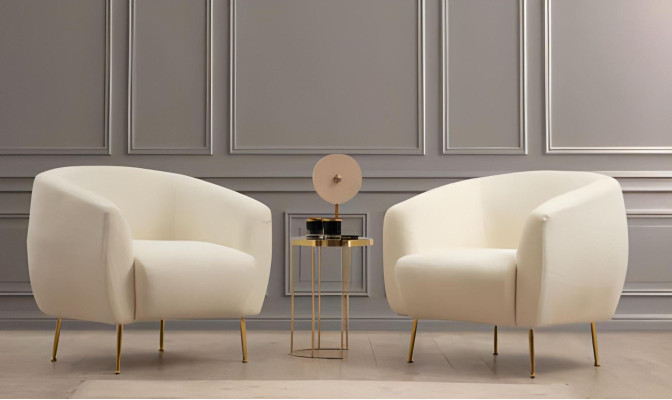 Biela dizajnová súprava do obývacej izby moderné stoličky 2 kusy