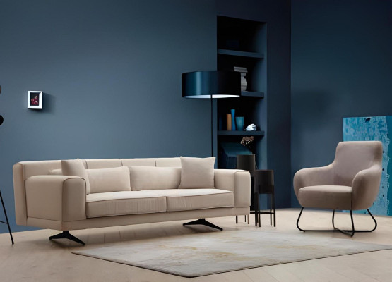 Sivobeli gauč do obývačky, dizajnové kreslo 2x 3 sedadlá