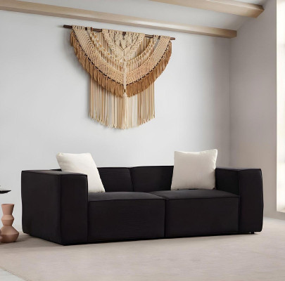 Biely a čierny tkaninový gauč, luxusný 4-miestny gauč s dvojitým otománom