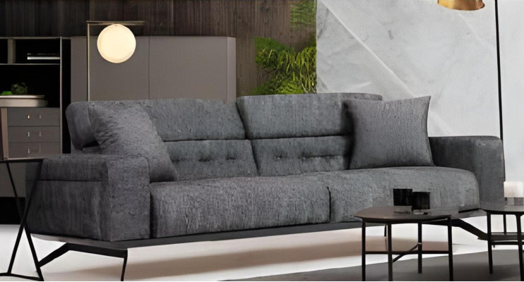 Moderný 3-sedačkový gauč čierna sivá