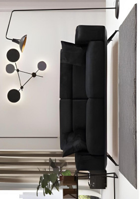 Moderný 3-sedačkový gauč čierna sivá