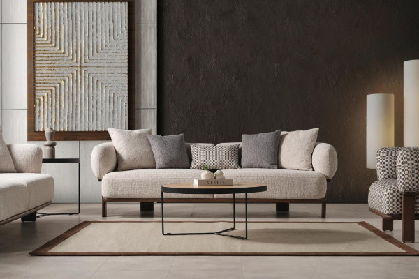 Moderný sivý gauč pre luxusnú dekoráciu obývacej izby