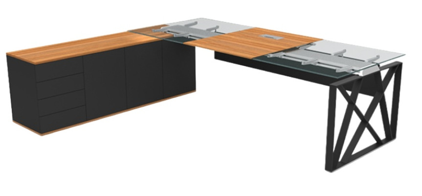 Luxusný sklenený rohový stôl