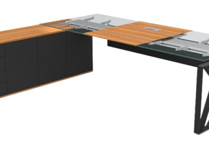 Luxusný sklenený rohový stôl