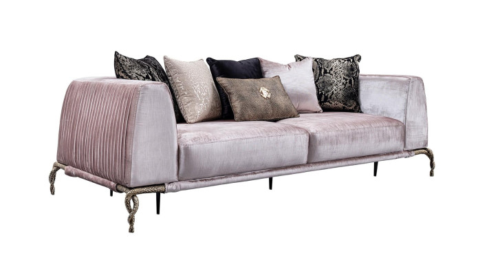 7-dielna súprava nábytku do obývacej izby s pohovkou, lampou, zrkadlom a pufom