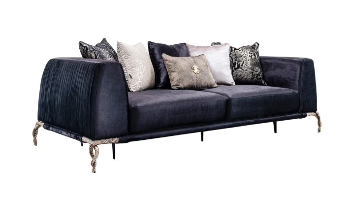 7-dielna súprava nábytku do obývacej izby s pohovkou, lampou, zrkadlom a pufom