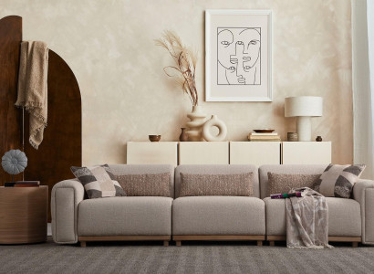 4-sedací textilný rohový gauč čalúnený béžový gauč