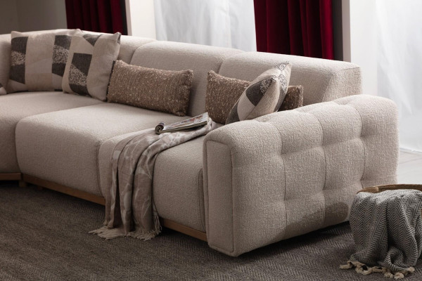 4-sedací textilný rohový gauč čalúnený béžový gauč