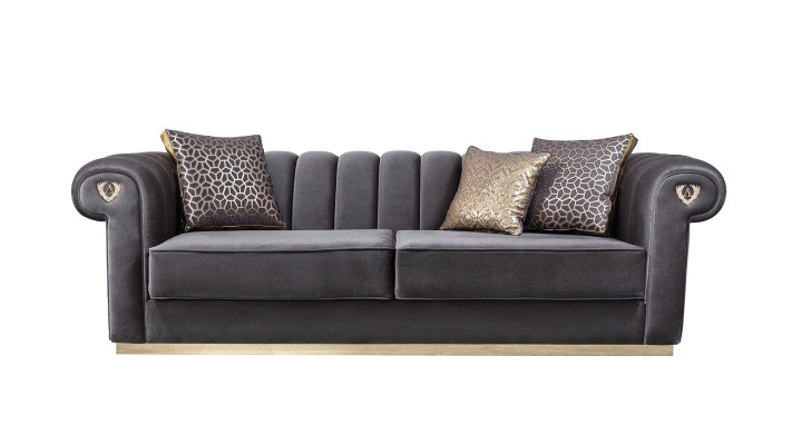 Luxusný moderný dizajn 3-sedačková pohovka elegantný drevený čalúnený materiál nový