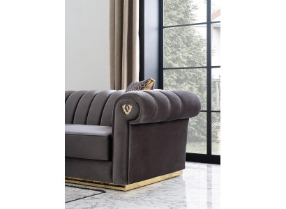 Luxusný moderný dizajn 3-sedačková pohovka elegantný drevený čalúnený materiál nový